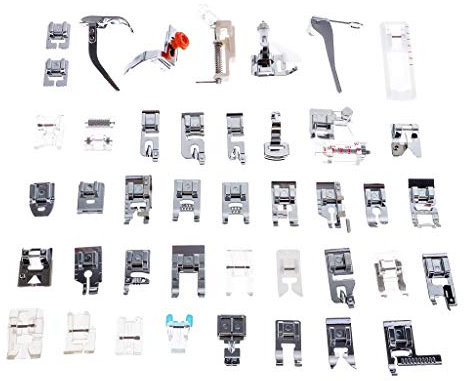 Backbayia 42pcs Pieds à Pression Machine à Couture Kit Zig Zag Quilting Guide Industrial Sewing Machine Presser Feet