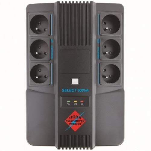 ONDULEUR First Mover Select 6 Prises 600VA 360W Affiche LED 6 Prises FRANCAISES(3+3) 1x12V/7Ah