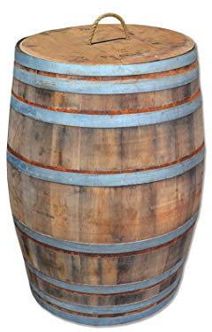 300 Liter Weinfass als Regenfass - Rustikal (Naturbelassen - Deckel mit Kordelgriff)