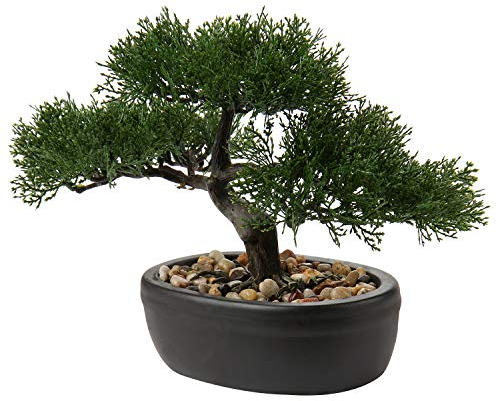 Bonsaï japonais artificiel en pot pour intérieur/extérieur, pin, pour maison, bureau, 23 cm