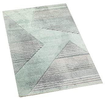 Teppich-Traum moderner Wohnzimmerteppich abstraktes Muster gestreift schwarz grau grün rosa - pflegeleicht Größe 80x150 cm