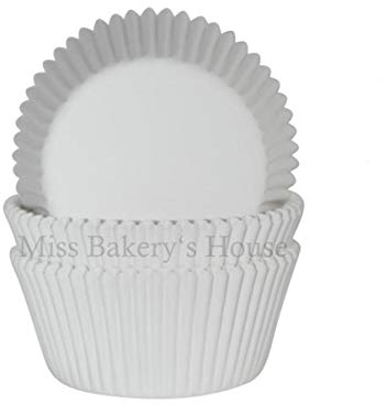 Miss Bakery's House® Papierbackförmchen - Standard - Weiß - 75 Stück - Ø 5 cm x 3 cm - backfest - für Muffins und Cupcakes - zum Mitbacken im Ofen