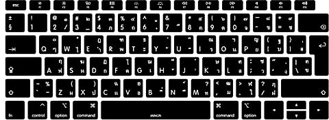 MiNGFi Thai Silikon Tastatur Schutz Abdeckung für MacBook Air 13 Touch ID Modell A1932 (2018-2019) EU/ISO Tastaturlayout - Schwarz