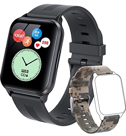 SUPBRO Smartwatch, Fitness Armband Tracker Touch Screen Uhr Wasserdicht IP68 Armbanduhr Smart Watch mit Schrittzähler Pulsmesser Bluetooth für Smartphone mit 2 Uhrenarmbändern