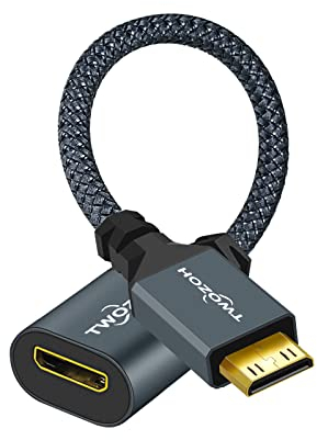 Twozoh Mini HDMI Male to Female Cable Adapter, (C Type) Mini HDMI Male to Female Cable, support 3D 4K/1080P (20CM)