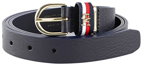 Tommy Hilfiger Damen Gürtel TH Timeless 2.5 Corp Ledergürtel, Blau (Space Blue), 125