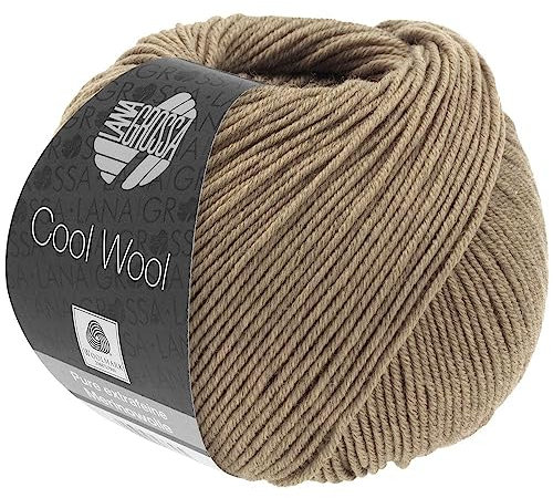 LANA GROSSA Cool Wool Uni | Extrafeine Merinowolle waschmaschinenfest und filzfrei | Handstrickgarn aus 100% Schurwolle (Merino extrafein) | 50g Wolle zum Stricken & Häkeln | 160m Garn FB 2093