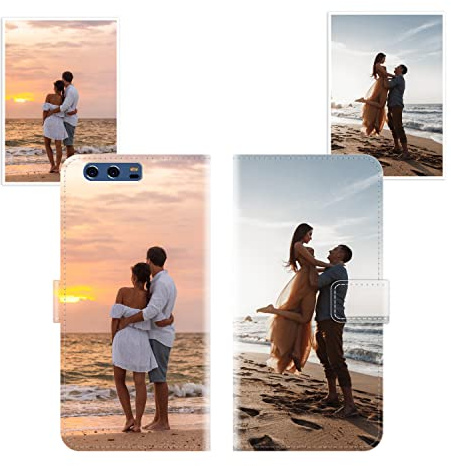 Sunrive Personalisierte hülle kompatibel mit Huawei P10 Handyhülle Benutzerdefiniert,Schutzhülle Lederhülle handykette universal Etui mit Eigenem Foto Bild Text Individuelle