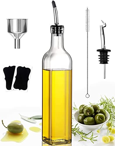 Showvigor Bouteille Huile, Kit de Distributeur D'huile D'olive 500ml, Bouteille D'huile Avec bec Verseur, Récipient pour Bouteille D'huile D'olive pour la Cuisine et le Barbecue