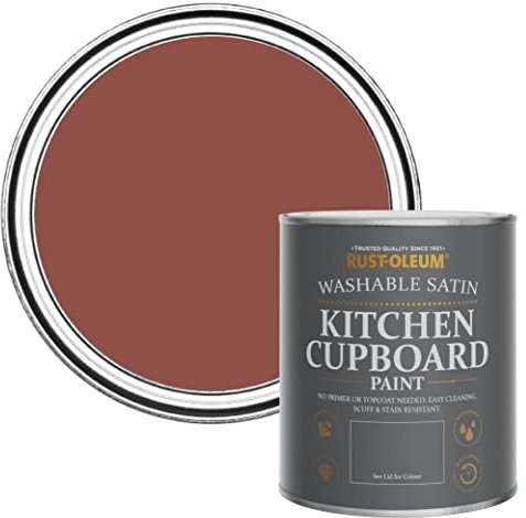 Rust-Oleum Rouge Peinture pour Meubles de Cuisine, Finition Satinée - Rouge Brique 750ml