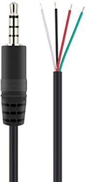 YSJJZRL 3.5mm Prise mâle à 4 Broches Fil Nu extrémité Ouverte TRS 4 pôles stéréo 3.5mm Prise Jack connecteur câble Audio (0.3M,Mâle-4 pôles)