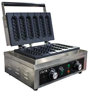 L2G - Gaufrier Professionnel en Épi de Blé, 6 Gauffres Simultanés, Plaques AntiAdhésives en Aluminium, et Téflon. Température Réglable de +50°C à +300°C