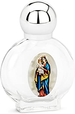 NKlaus 14366 - Botella de agua bendita (cristal, 15 ml, 7 x 4,5 x 2 cm), diseño de corona de Madonna