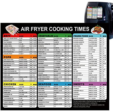 Rianpesn Aimants pour triche Air Fryer - Plan cuisine - Outils cuisson pour recettes - Accessoires livre cuisine - Dimensions la cuisine pour aliments