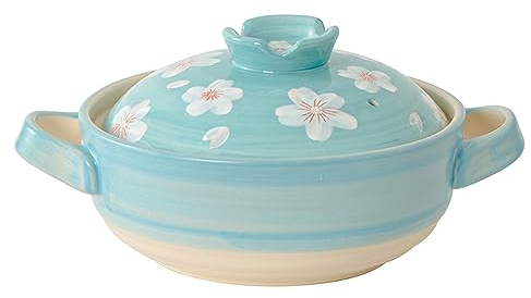 HUHJYUGE Faitout en Céramique, Marmite en Argile, Faitout en Faïence, Donabe Japonais, Céramique Chinoise, Cocotte en Argile, Faitout en Terre Cuite avec Couvercle (A 2.5L)
