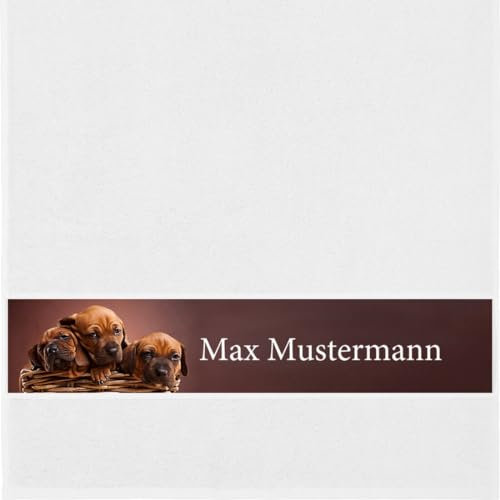 Handtuch mit Namen - personalisiert - Motiv Tiere - Hunde - viele Farben & Motive - Dusch-Handtuch - weiß - Größe 50x100 cm - persönliches Geschenk mit Wunsch-Name