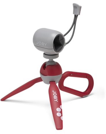 JOBY HandyPod Clip Mini Tripod with Carabiner and Phone Clamp for Smartphone, Compatioble with iPhone, Galaxy, Pixel Phones, Compact Camera SONY ZV-1 II Red Color (JB01840-BWW)
