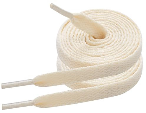 7STROBBS 2 Paar Schnürsenkel Beige Flach für Sneakers,Ersatz Turnschuhe Creme Schuhbänder für Converse Chucks Nike Air Force,Breite 8mm Beige Shoe Laces,140cm