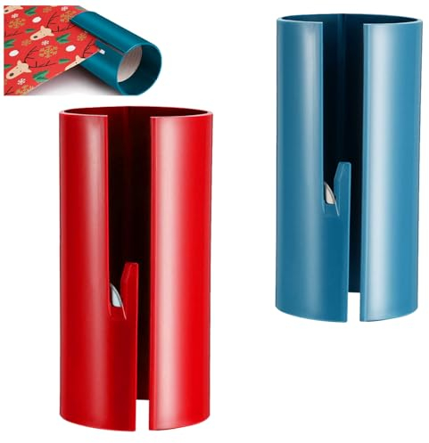 Kotkiddy® Coupe-papier cadeau interchangeable (2 rouleaux et 2 lames) pour emballage cadeau de Noël