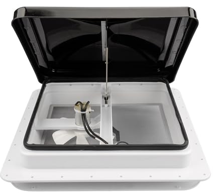 JINPRDAMZ RV Dachventilator Belüftung für Wohnmobil, 35x35cm 14 Zoll RV Dachventilator Dachlüfter Mit Edelstahl-Insektenschutz, UV-beständigem Deckel, Wasserdicht und schalldicht, Ein-Knopf-Schalter