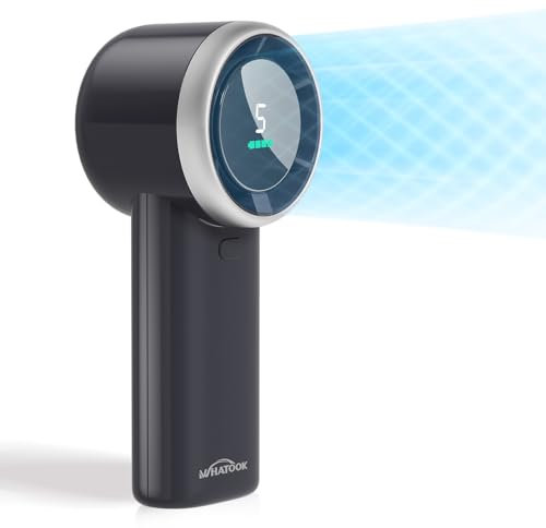 WHATOOK Portable Mini Fan: High Speed Cooling Fan, 10 Hours Battery Life, USB Rechargeable, Small Essentials for Women, Beach Travel, Vacation (Black)