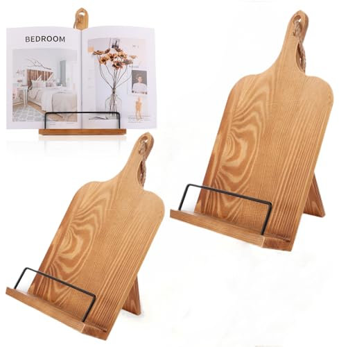 LDXDRU Rezeptbuchständer aus Holz, Kochbuchständer für die Küche, verstellbarer Kochbuchständer, Präsentationsständer, Küche, Kochbuchhalter für Kochbücher, 2 Stück