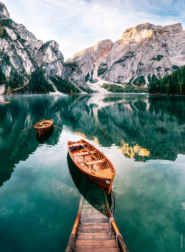 Nathan Puzzle 500 Teile – Die Boote des Braie-Sees Italien, Erwachsene und Kinder ab 12 Jahren, Premium-Puzzle, Kollektion Evasion, 12000957