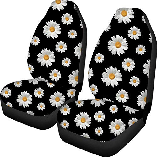 urtradezz Rutschfeste Autositzbezüge, nur Vordersitz, komplettes Set, 2er-Set, niedliches Gänseblümchen-Motiv, Autositzbezug, Zubehör für Damen