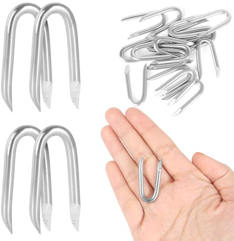 30 PCS 3.8mm Steel Wire Fencing Staples, 2 Inch Galvanized U-Shaped Fastening Nails for Fence or Wire Mesh