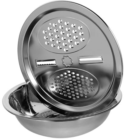 COLLBATH Rallador Multifuncional De Acero Inoxidable Cesta Para Rallador De Verduras Cuenco De Metal Para Cocina Cesta Escurridora Multifuncional Para Lavabo y Preparación De Alimentos