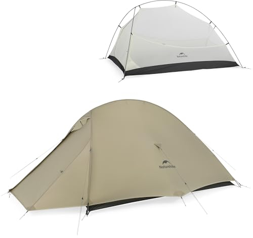 Naturehike Tentes de Camping et Randonnée 2 Personne Ultra Légère Tente Facile à Installer Tentes Dôme Tente 4 Saison Imperméable Ventilée pour Pique-Nique Randonnée Camping (Brun)