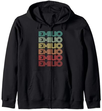 Namensschild mit Vornamen EMILIO spanischer Junge Retro Geburtstag Kapuzenjacke