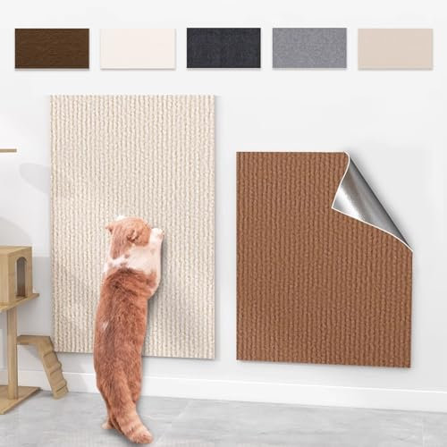 Adhesive Cat Scratcher Mat, Cat Scratching Post Diy Climbing Carpet, Trimmable Cat Scratch Furniture Protector Pad for Wall Couch (Black, 30x100cm)