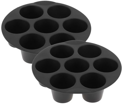 CAPASTEC Pack of 2 Silicone Muffin Moulds, Baking Moulds, Non-Stick for 7 Cupcakes, Round Cupcake Moulds for Hot Air Fryer, Instant Pot, Brownies Cake (7 Inches)