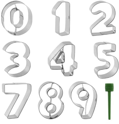 EASYKEENECOM Stampini numerati in acciaio inox da 0 a 8 pezzi per biscotti, pasticceria, decorazione per torte