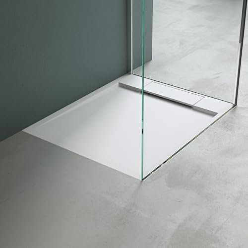 Mai & Mai Duschwanne 75x100x4cm Duschtasse aus Mineralguss Mineralgusswanne Weiß Matt Geoma04