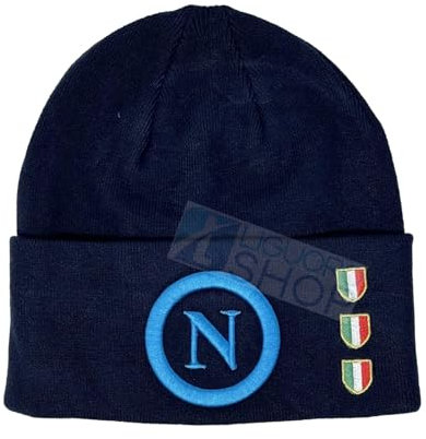 Generico Wintermütze Napoli Celebrativa Erinnerungsstück 3 Wappen Champions Offizielles Produkt Enzo Castellano Blau, blau, 45