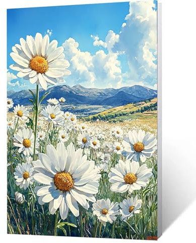 Blume Malen Nach Zahlen Erwachsene-Malen Nach Zahlen Berg, Diy mit Leinwand und Pinsel und Acrylfarben Set, Malen Nach Zahlen Erwachsene Bastelset Als Zimmer Deko, Geschenke für Frauen 70x95cm N-Y- V