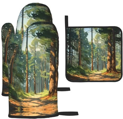 WZYWHJ Zeppelin - Set di 3 presine da forno stampate, in tessuto spesso, resistente e impermeabile per protezione dal calore