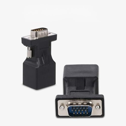 VGA to RJ45 Adapter,DB9 RS232 Female Port to RJ45 Female Connector,VGA Adapter Ethernet Port Converter CAT5e CAT6 Network Cable,for Serial Extender,LAN Ethernet