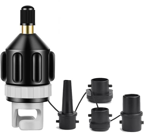 ZNFDOS JCUQGDOO SUP Pump Adapter, Air Pump Converter Multifunction SUP Valve Adapter with 4 Air Valve Nozzles Paddle Board Pump Adapter for Stand Up Boards, Boat, Canoe, Inflator Hose Fitting