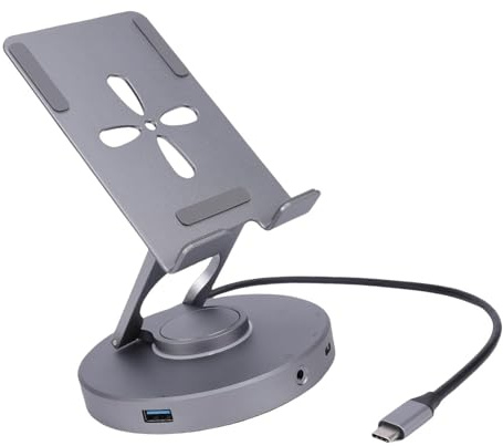 Bewinner 10 in 1 USB -C -Tablet -Dockingstation, 10 Port USB -Ladestation, Einstellbarer Tablettenständer, Rotatable -Tablet -Ständer mit USB C Hub 4K HD Multimedia 100W PD