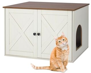 Relaxdays Katzenschrank für Katzentoilette, Separate Trennwand, Eingang, Katzenklo verstecken, HBT: 50x80x53 cm, beige