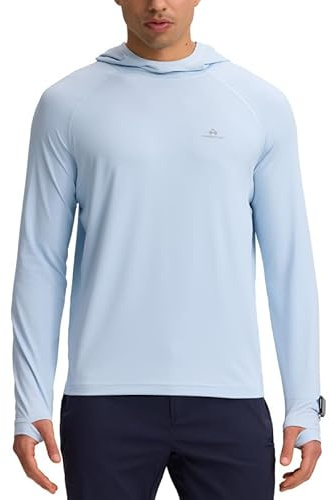 Pioneer Camp UV Shirt Herren Langarm Atmungsaktiv Kapuzenpullover Leicht UPF50+ Sun Hoodie mit Loch Beobachten und Daumenloch Schnelltrocknend Sonnenschutz Funktionsshirt für Angeln Outdoor