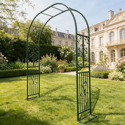 Rytgdxss Arco per Rose Rampicanti da Giardino,Pergolato da giardino in metallo con basi,per piante rampicanti, arco per matrimonio, pergolato, traliccio per uva, extra alto.