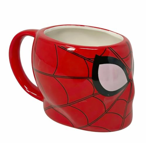 MUNTRADE Taza Spiderman 3D de Cerámica 400 ml Rojo
