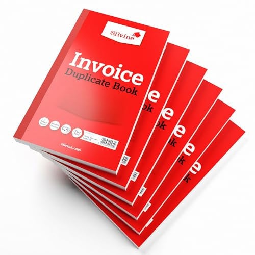 Silvine invoice suplicate books pack of 6 , 211.5 x 125.5 mm , 100 leaves in duplicate with index sheet