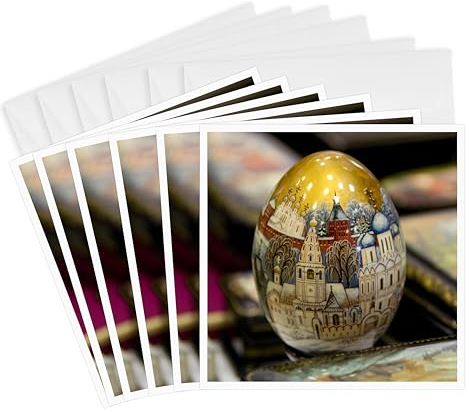 3dRose gc_82529_1 6 x 6-Inch Russia, Yaroslavl, Lacquer Boxes, Egg, Craft - Eu Cmi0968 - Cindy Miller Hopkins Greeting Card (Pack of 6)