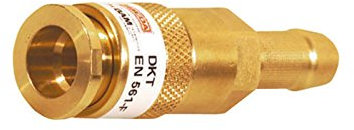 IBEDA Schnellkupplung DKT Schlauchkupplung mit Anschluss-Tülle, automatischer Gassperre und Push-Kupplungssystem für Brenngase, Sauerstoff und Inerte Gase, Ausführung:Sauerstoff 4.0 mm Tüllen