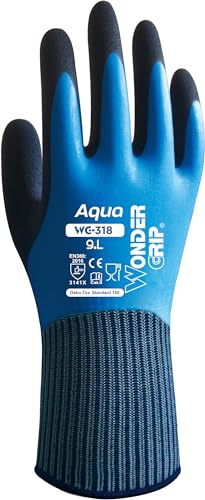 TRIUSO Aqua - Nylon-Strickhandschuh mit Latex, SB-Karte Wondergrip, Größe 10 / XL - HWG31810